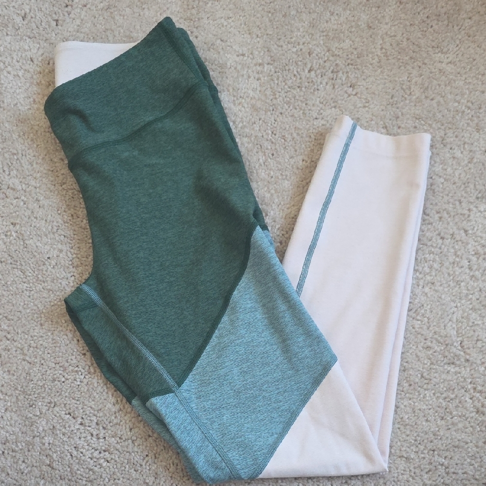 Outdoor Voices Green and White Leggings
